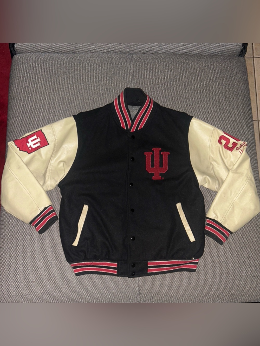 Indiana University Hoosiers black varsity letterman jacket size small